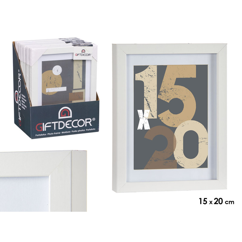 PORTEPHOTO BOIS PASSE-PARTOUT 15X20CM BLANC