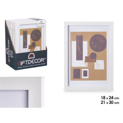 PORTEPHOTO MUR BOIS PASSE-PARTOUT 18X24CM BLANC