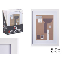 PORTEPHOTO MUR BOIS PASSE-PARTOUT 21X30CM BLANC