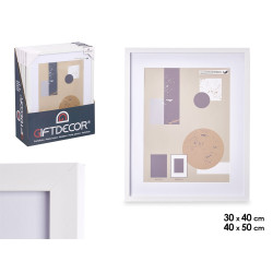 PORTEPHOTO MUR BOIS PASSE-PARTOUT 30X40CM BLANC