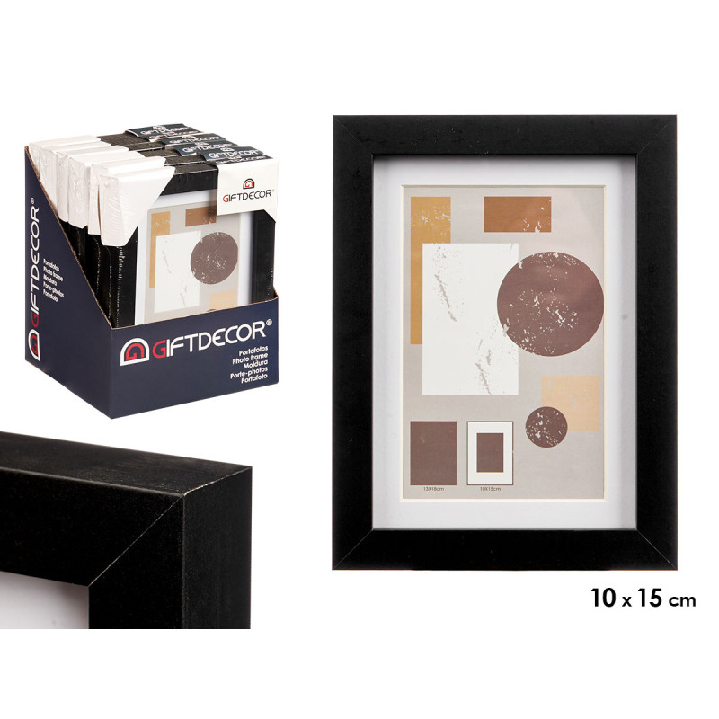 MOLDURA MADEIRA PAREDE PASSE-PARTOUT 10X15CM PRETA