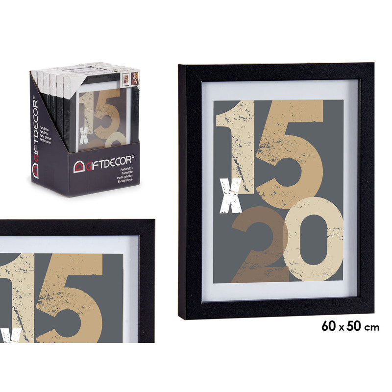PORTAFOTO PARETE LEGNO PASSE-PARTOUT 15X20CM NERO