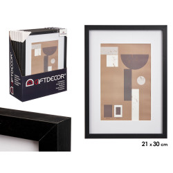 PORTEPHOTO MUR BOIS  PASSE-PARTOUT 21X30CM NOIR 