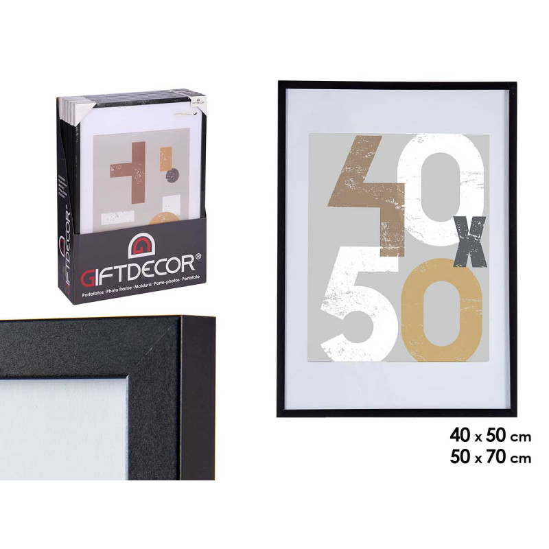 PORTAFOTO PARED MADERA PASPARTU 40X50CM NEGRO