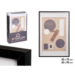 PORTEPHOTO MUR BOIS PASSE-PARTOUT 60X90CM NOIR 