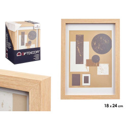 PORTAFOTO PARED MADERA PASPARTU 18X24CM NATURAL