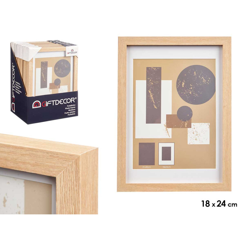 PORTEPHOTO MUR BOIS PASSE-PARTOUT 18X24CM NATUREL