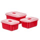 SET 3 CONTENITORE ROSSO MICROONDE APERTURA 1L 2L