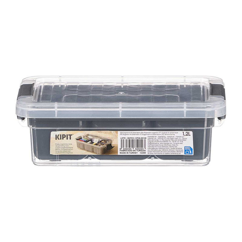 CAJA ORGANIZADORA ANTRACITA 5 HUECOS 1,2L