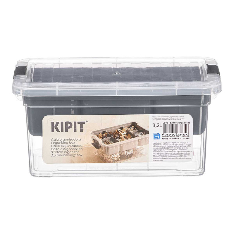 SCATOLA ORGANIZZATRICE ANTRACITE 5 SCOMPARTI 3,2L