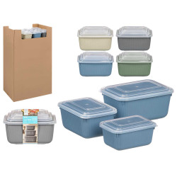SET 3 BOÎTE À LUNCH RAYURES 600ML 1,1L 1,8L ASSORT