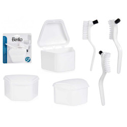 DENTURE BATH WITH BRUSH WHITE