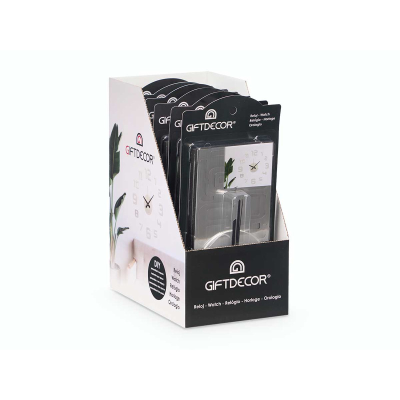 HORLOGE AUTOCOLLANT 35 CM ARGENT SATINÉ