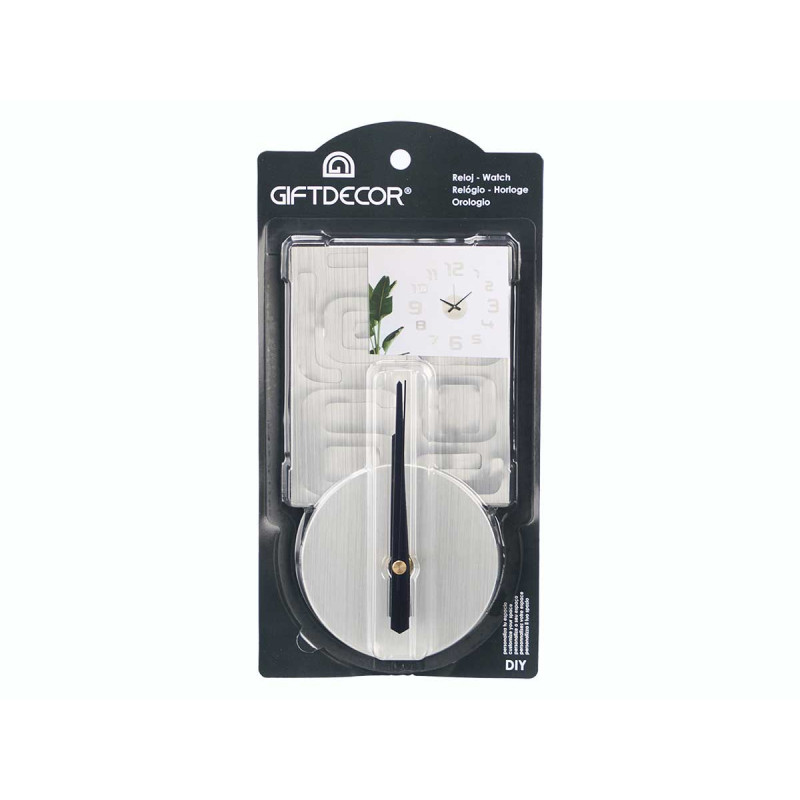 HORLOGE AUTOCOLLANT 35 CM ARGENT SATINÉ