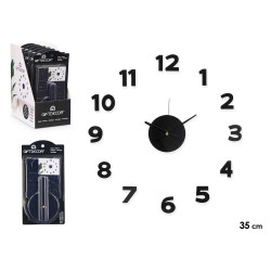 HORLOGE AUTOCOLLANT 35 CM NOMBRES NOIR BRILLANT 