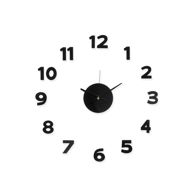 HORLOGE AUTOCOLLANT 35 CM NOMBRES NOIR BRILLANT 