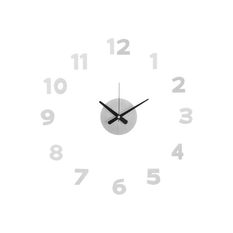 HORLOGE AUTOCOLLANT 35 CM NOMBRES ARGENT SATINÉ