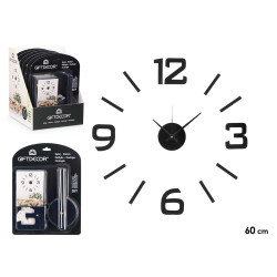 HORLOGE AUTOCOLLANT 60 CM NOIR BRILLANT