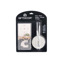 HORLOGE AUTOCOLLANT 60 CM ARGENT SATINÉ