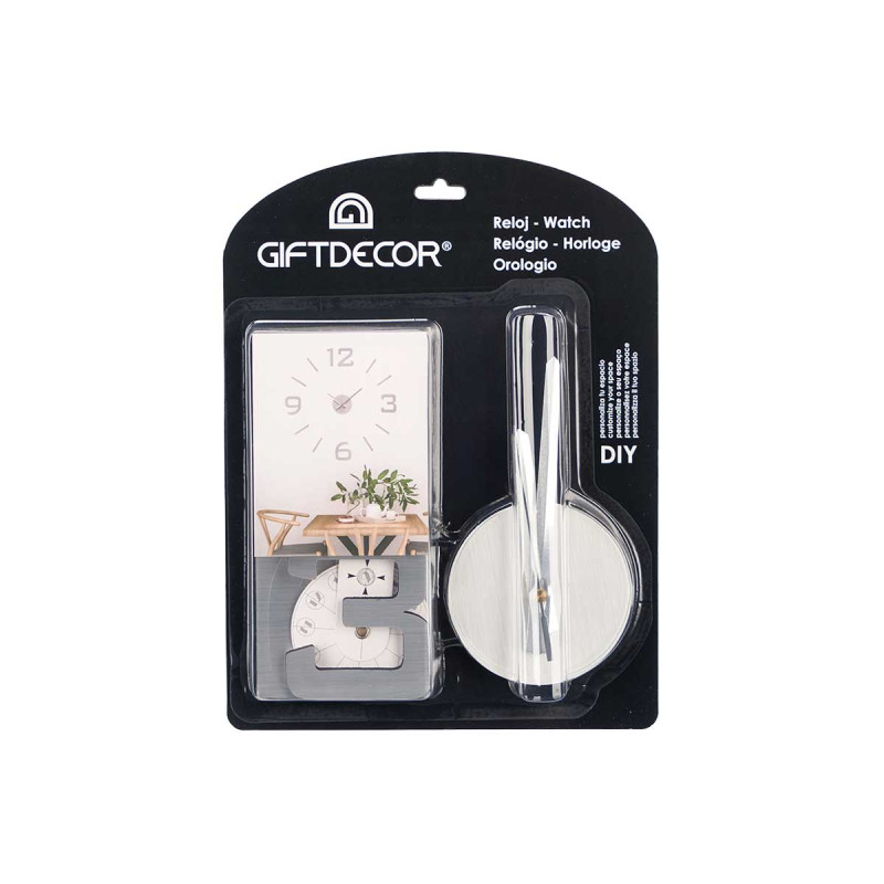 HORLOGE AUTOCOLLANT 60 CM ARGENT SATINÉ