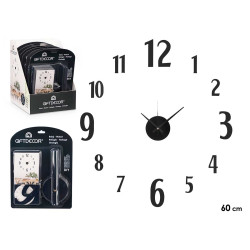 HORLOGE AUTOCOLLANT 60 CM NOMBRES NOIR BRILLANT 