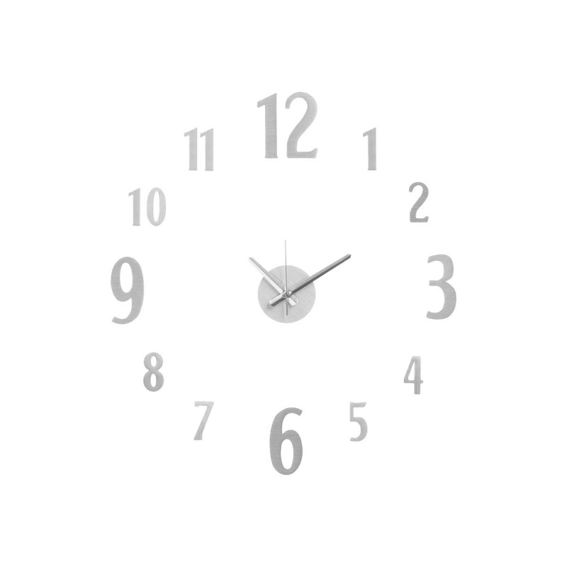 HORLOGE AUTOCOLLANT 60 CM NOMBRES ARGENT SATINÉ
