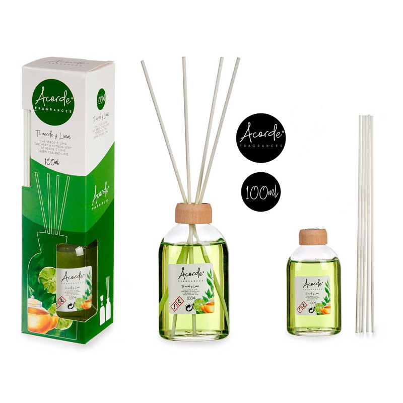 DIFUSOR 100ML COM STICKS VERDE LIMA 