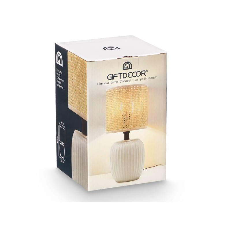 LAMPE DE TABLE RAYURES BLANC CASSÉ