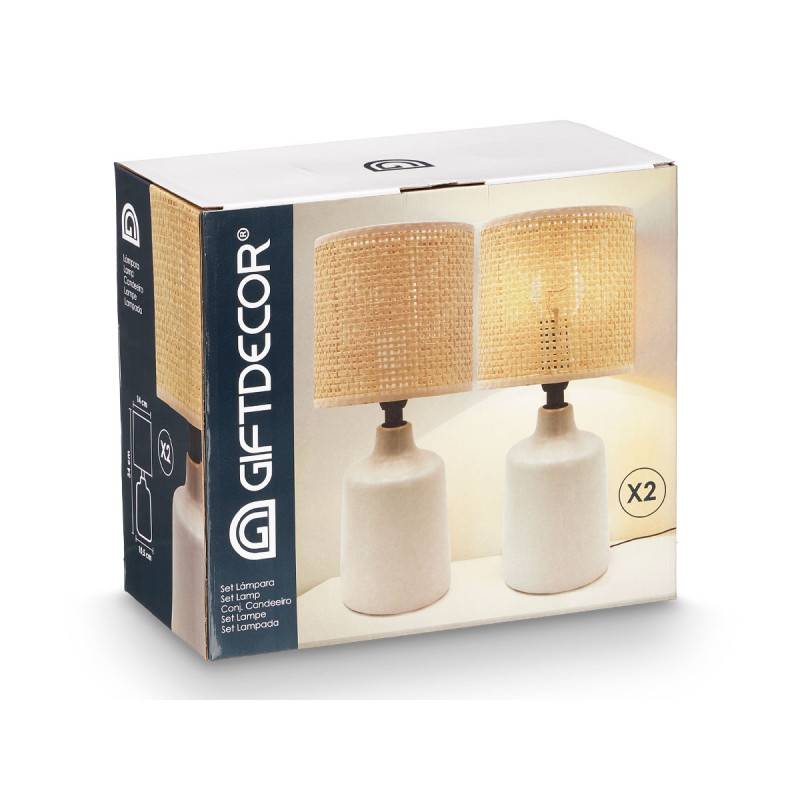 SET 2 LAMPADE DA TAVOLO BIANCHE