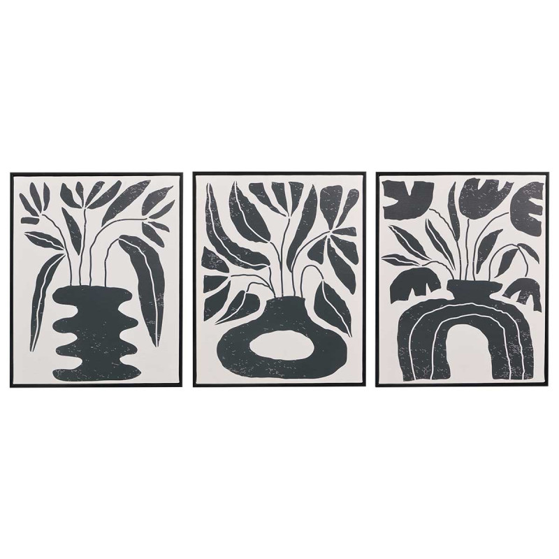 TABLEAU TOILE CADRE NOIR VASES NOIRES ASSORT 3
