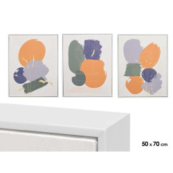 TABLEAU TOILE CADRE BLANC CERCLES ASSORT 3 40X70