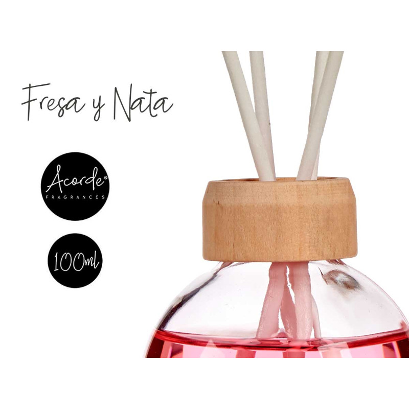 DIFUSOR 100ML COM STICKS MORANGO E NATA 