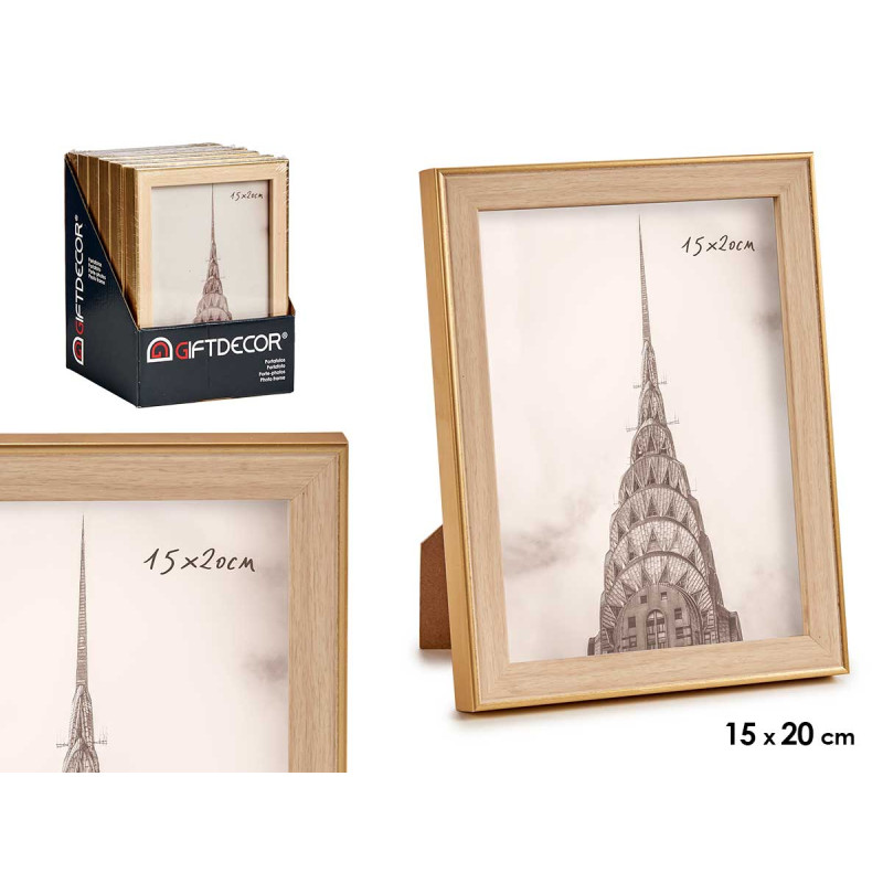 PORTEPHOTO OR COULEUR BOIS 15X20CM