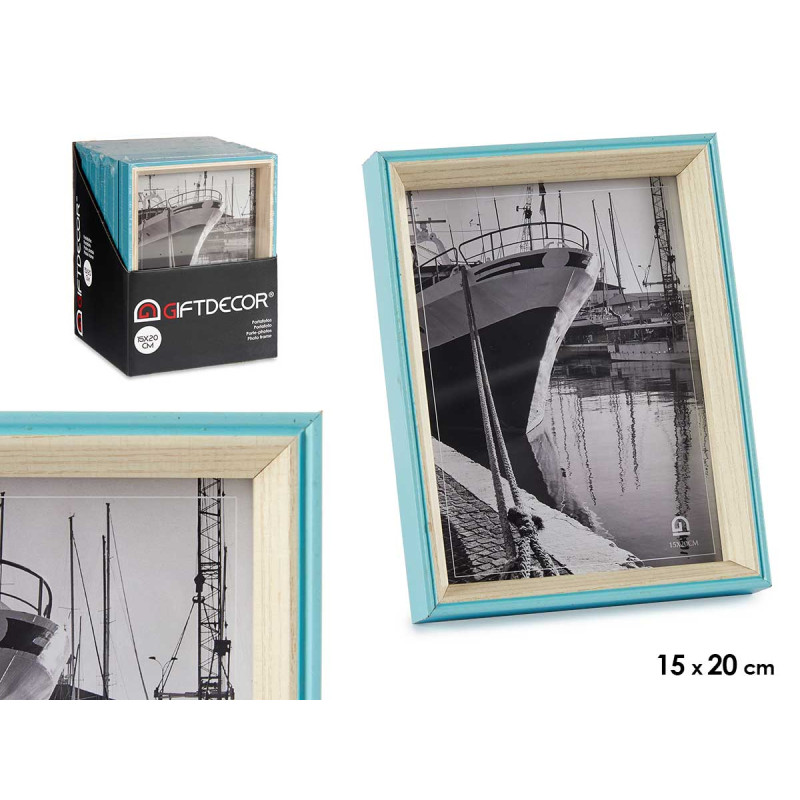 PORTAFOTO LEGNO 15X20 BLU E BIANCO