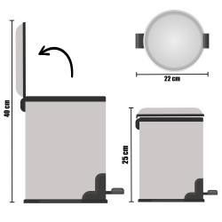 PAPELERA 3L ACERO INOXIDABLE CON PEDAL