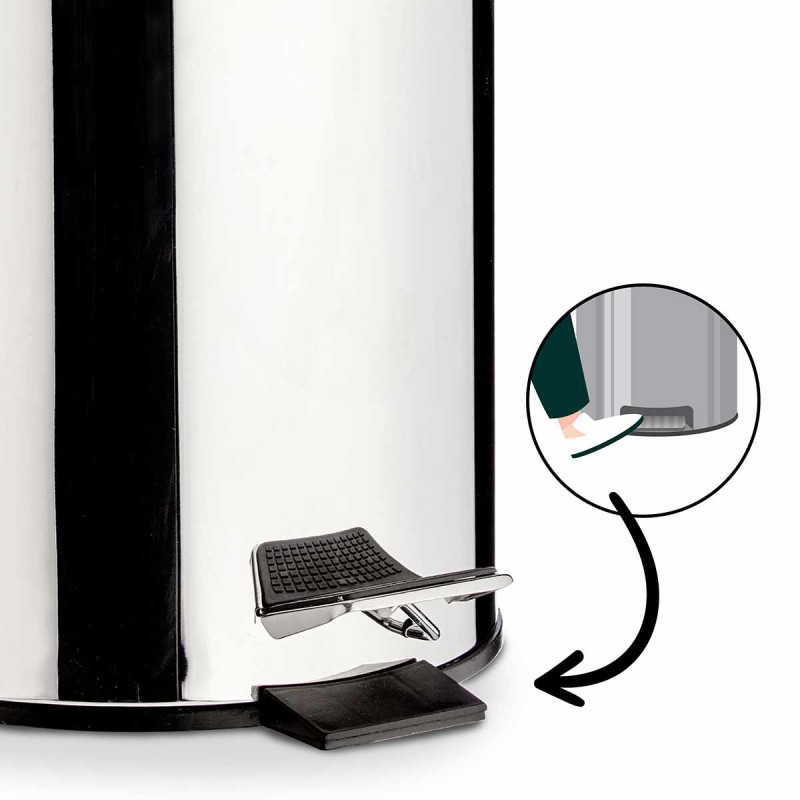 BALDE DE LIXO 3L EM AÇO INOXIDÁVEL COM PEDAL 