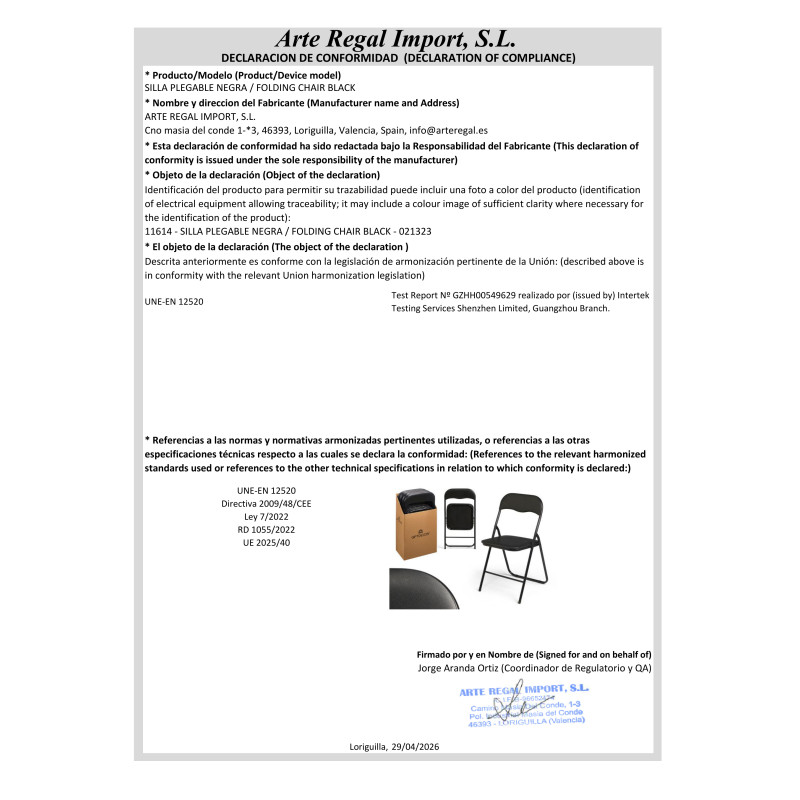 FOLDING CHAIR BLACK