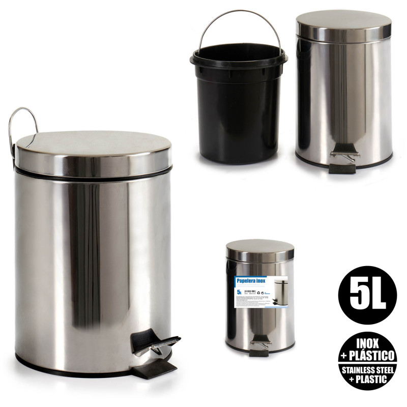 CORBEILLE A PAPIER ACIER 5L AVEC PEDALE