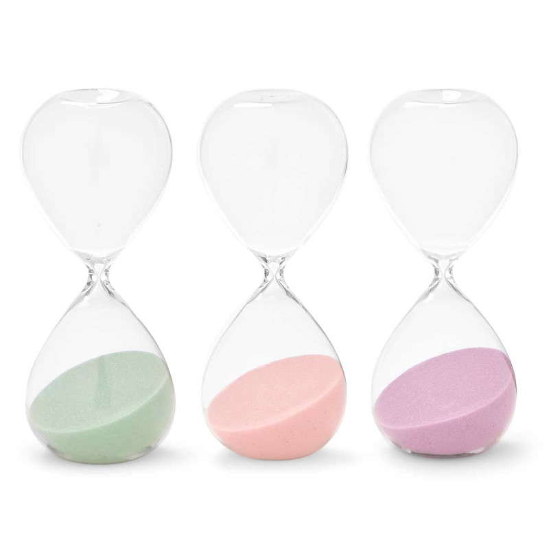 SABLIER 15CM ASRT 3 COUL PASTEL ENVIRON 30 MINUTES