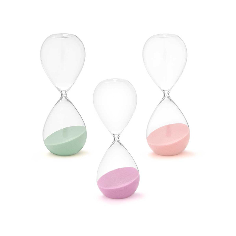 SABLIER 15CM ASRT 3 COUL PASTEL ENVIRON 60 MINUTES