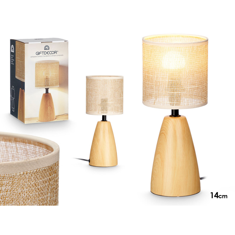 OVAL TABLE LAMP WOOD EFFECT TALL