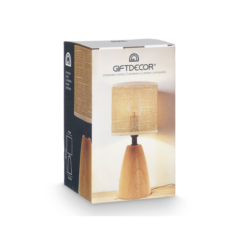 LAMPE DE TABLE HAUTE OVALE EFFET BOIS