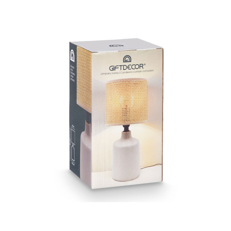 LAMPE DE TABLE RONDE BLANC CASSÉ HAUTE 