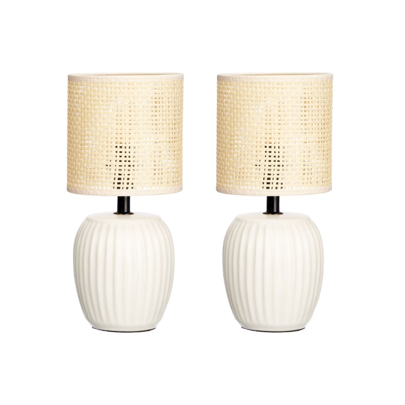 SET 2 TABLE LAMP WHITE STRIPE