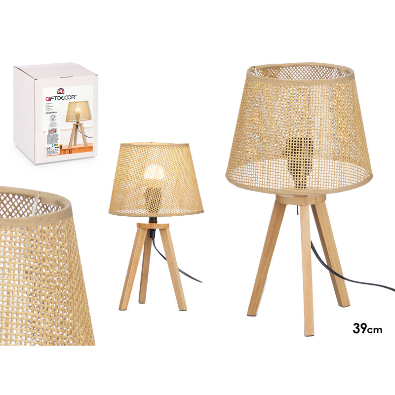 LAMPADA DA TAVOLO SCHERMO NATURALE CONICO 39 CM