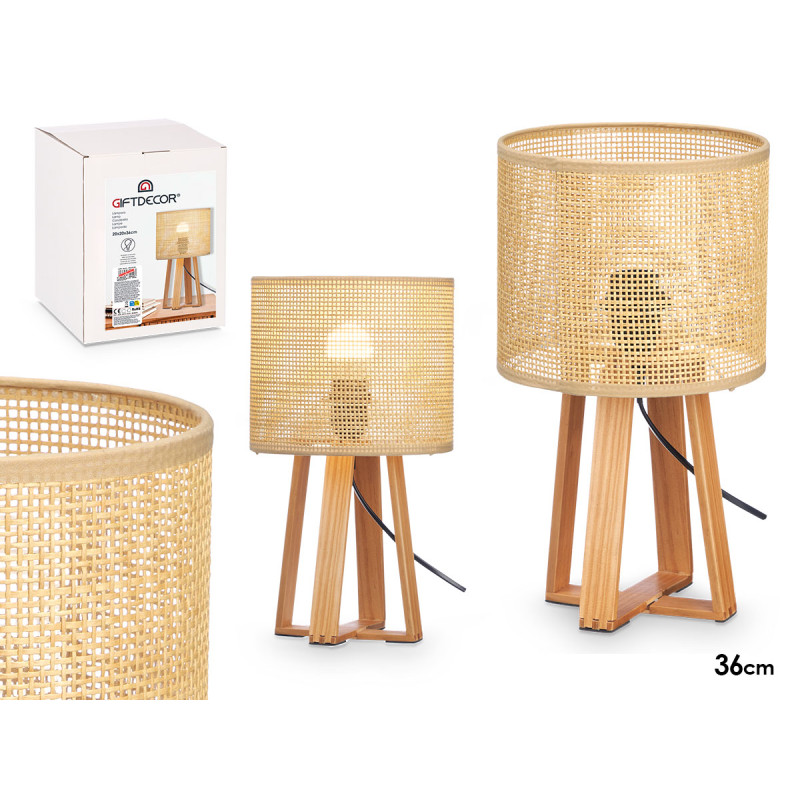 LAMPADA DA TAVOLO SCHERMO NATURALE CILINDRO 36 CM