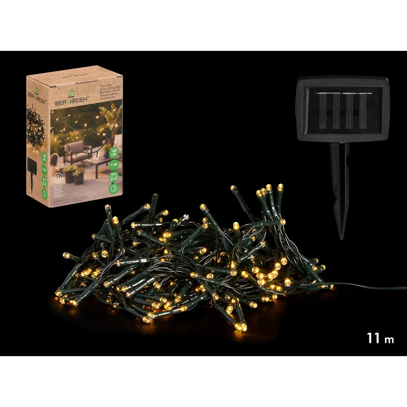 STRISCIA LUCE SOLARE 8 M 100 LED LUCE CALDA