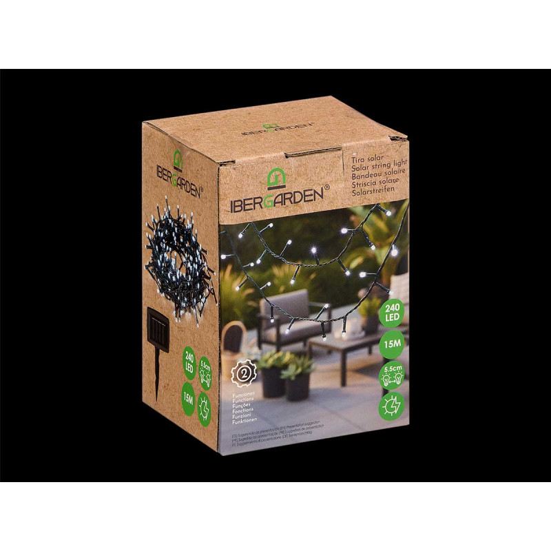 FITA LED SOLAR 15 M 240 LEDS BRANCOS