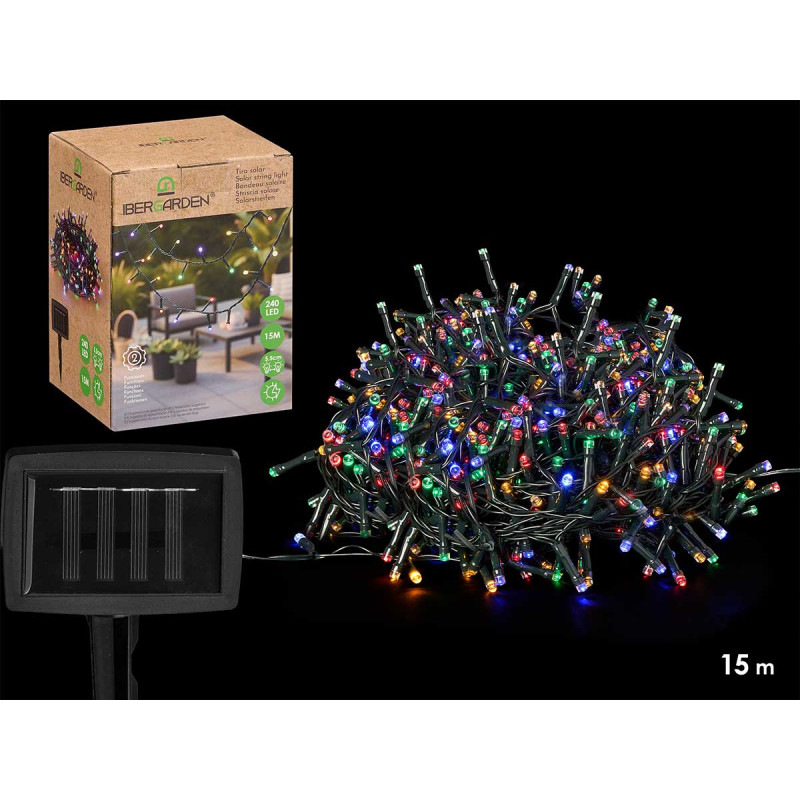 BANDEAU SOLAIRE 15 M 240 LED LUMIÈRE MULTICOLORE