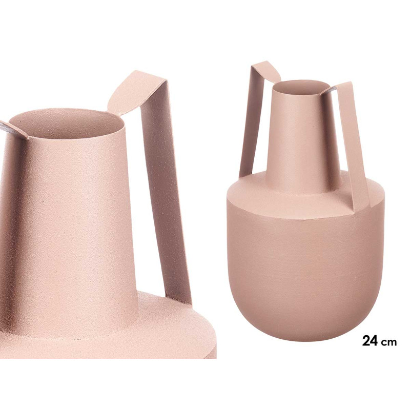 VASE ACIER DOUBLE ANSE COULEUR SABLE PASTEL